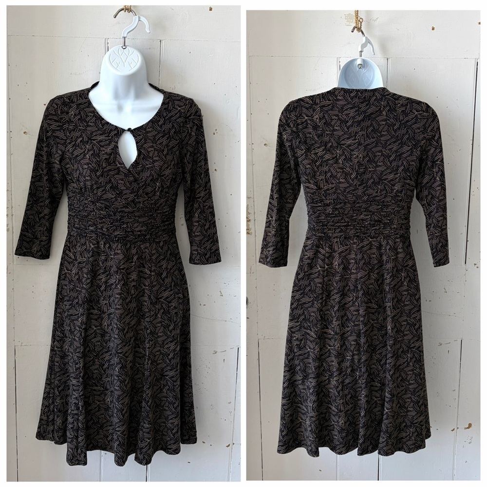 Vintage Evan Picone Geo Firework Print Stretch Knit Dress 4P